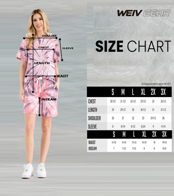 Womens Tye Dye Tee and Short Lounge Set