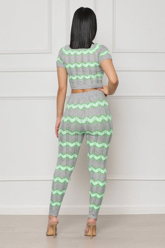 SEXY KNITWEAR TWO PIECE PANT SET