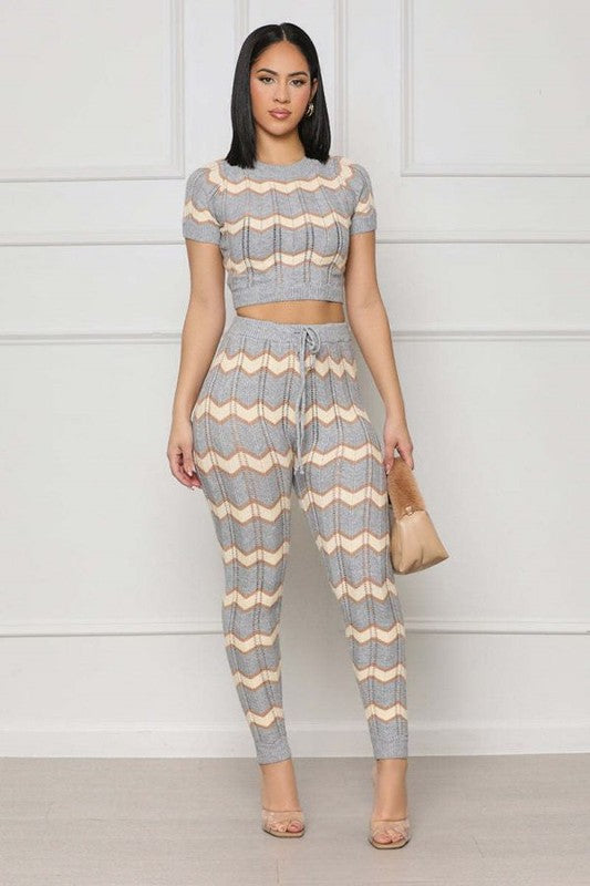 SEXY KNITWEAR TWO PIECE PANT SET