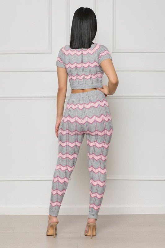SEXY KNITWEAR TWO PIECE PANT SET