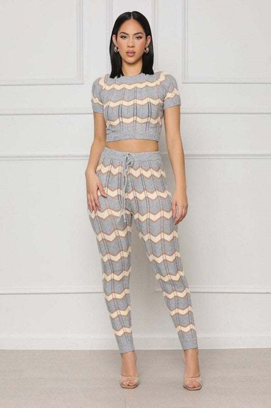 SEXY KNITWEAR TWO PIECE PANT SET
