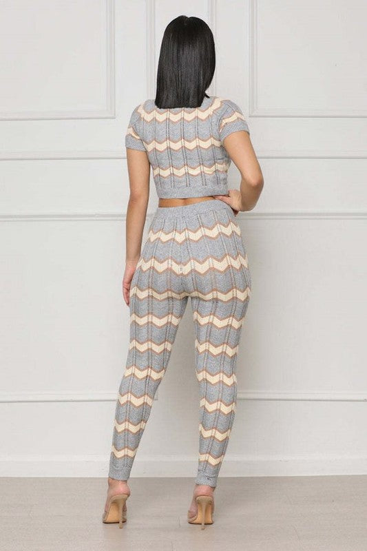 SEXY KNITWEAR TWO PIECE PANT SET