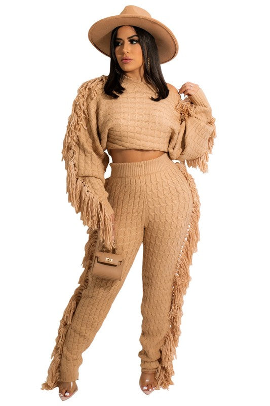 WOMEN FASHUON 2PC SWEATER PANTS SET