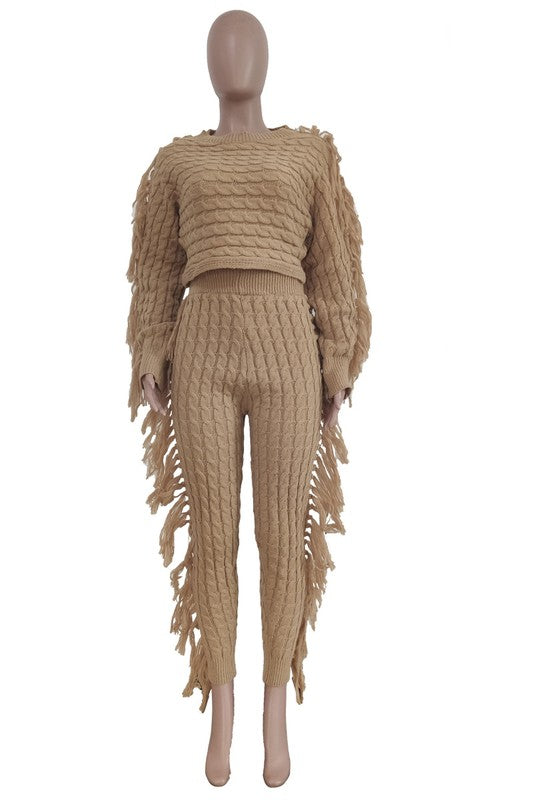 WOMEN FASHUON 2PC SWEATER PANTS SET