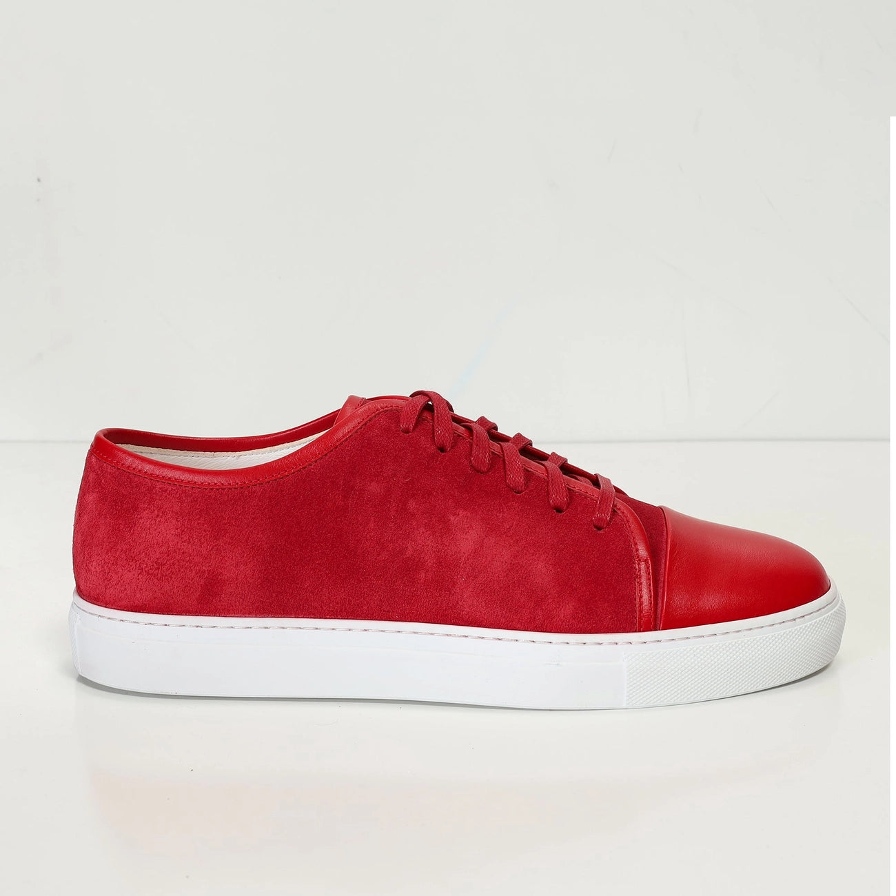 Ron Tomson Men's Leather and Suede Court Sneakers - Red White