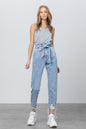 HI WAISTED PAPER BAG SLOUCH JEANS