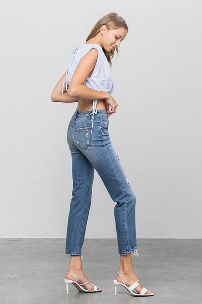 MID RISE SLIM GIRLFRIEND JEANS