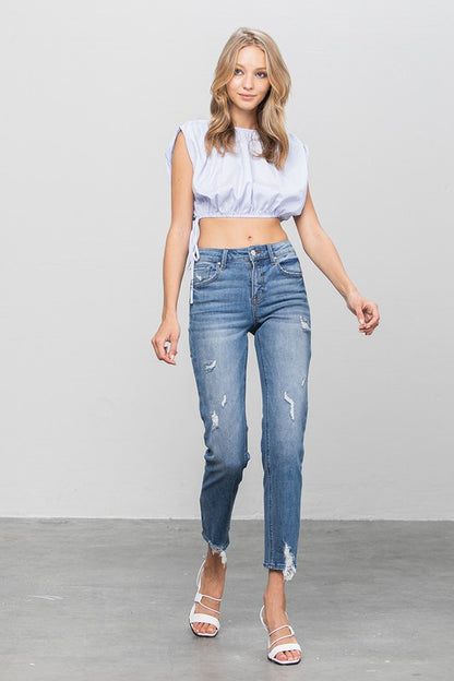 MID RISE SLIM GIRLFRIEND JEANS