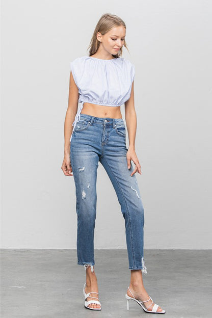 MID RISE SLIM GIRLFRIEND JEANS