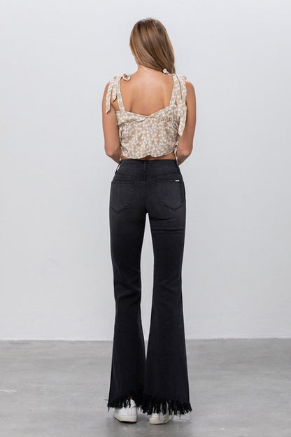 Long Frayed Super Flare Jeans