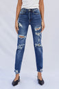 High Waist Ripped Boyfriend Jeans