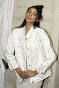 Rhinestone Sparkle Drop Shoulder Denim Jacket
