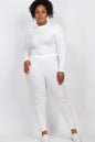 Plus Ribbed Mock Neck Long Sleeve Top&Leggings Set