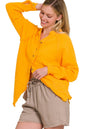 Button Down Raw Edge Shirt