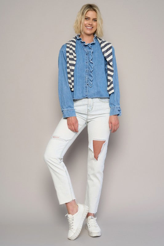 HIGH RISE ANKLE STRAIGHT JEANS