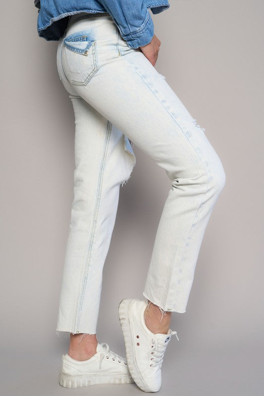 HIGH RISE ANKLE STRAIGHT JEANS