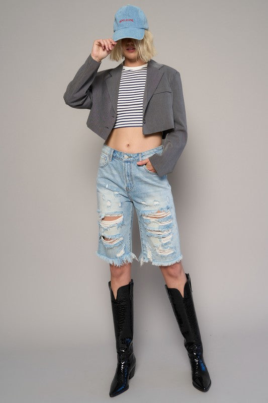 HIGH WAIST BERMUDA SHORTS