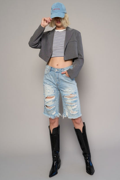 HIGH WAIST BERMUDA SHORTS
