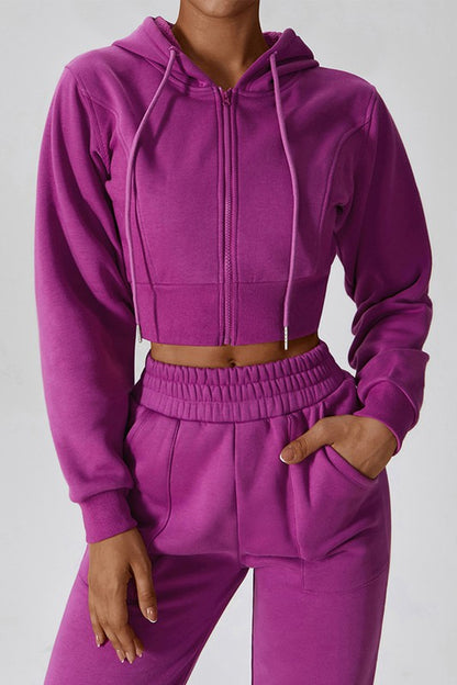 Casual long sleeve zipper hooded sweatershirt