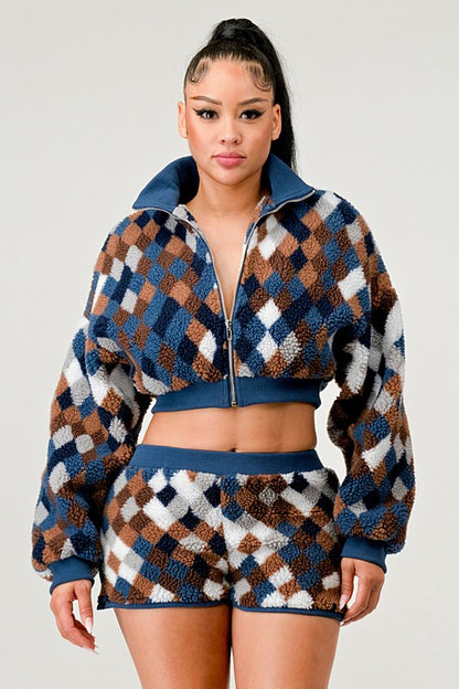 CHECKER PRINT TWO PIECE SET
