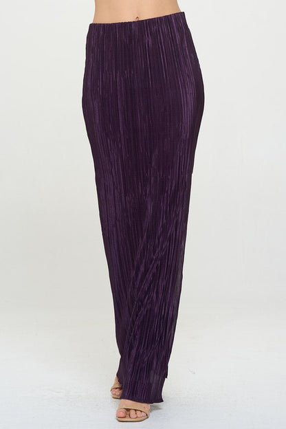 Made in USA Plisse Maxi Skirt with Slit
