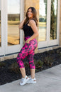 Pink and Black Tie Dye CAPRI with POCKETS