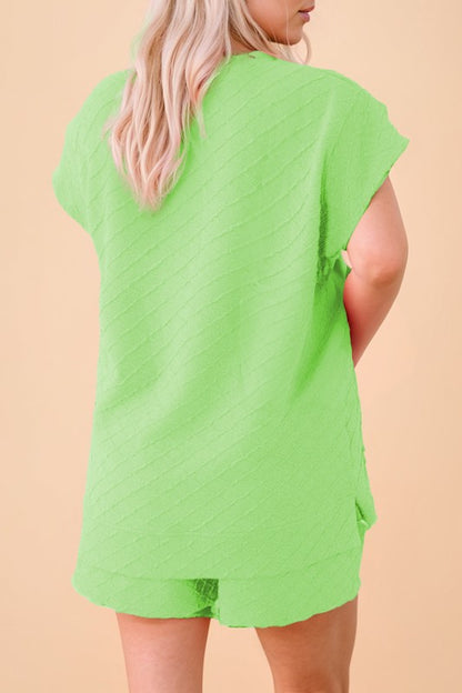 Checkered Textured Tee and Drawstring Shorts