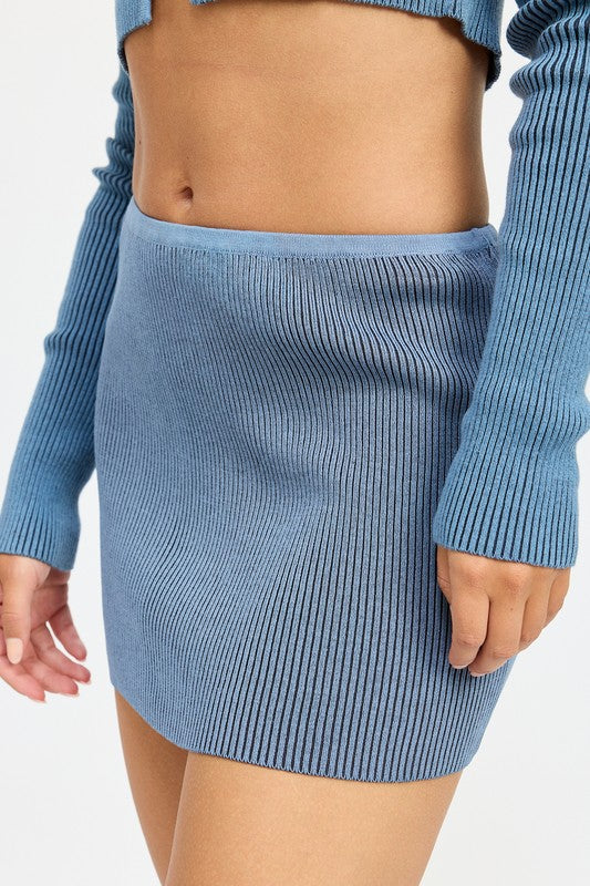 CONTRASTED RIB MINI SKIRT