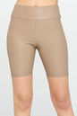 HIGH WAIST PU BIKER SHORTS