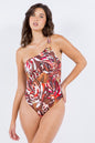 ONE PIECE BATHING SUIT FLORAL PRINT SINGLE SHOULDE