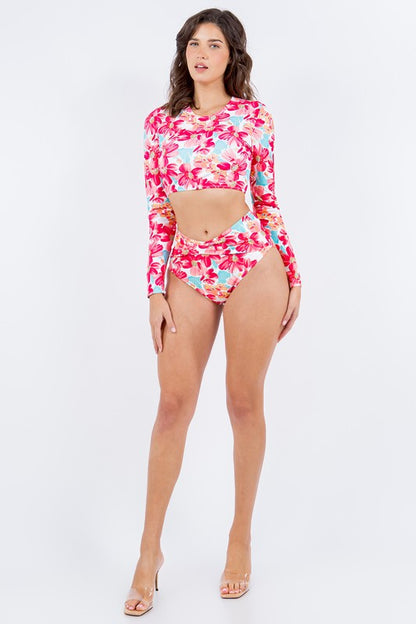 TWO PIECE FLORAL PRINTS LONG SELEEVES