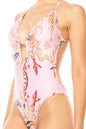 ONE PIECE BATHING SUIT FLORAL PRINT DEEP CUT FRONT