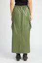 LEATHER CARGO MAXI SKIRT