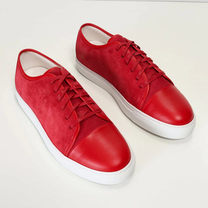 Ron Tomson Men's Leather and Suede Court Sneakers - Red White