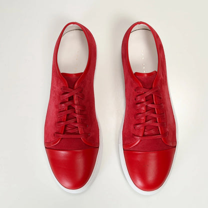Ron Tomson Men's Leather and Suede Court Sneakers - Red White