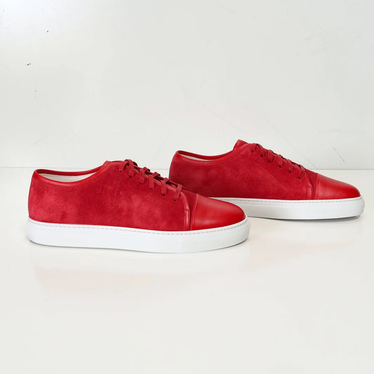 Ron Tomson Men's Leather and Suede Court Sneakers - Red White